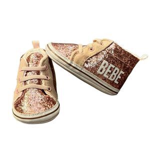 Bebe Pink Glitter Baby Girl Shoes Size 4